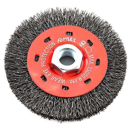 Wire Wheel Brush 4 In X 5/8-11 Thread Arbor Coarse Crimped Wire