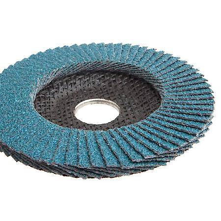 Flap Disc - Blue Zirconia - 36 Grit Type 27 - Depressed Center - 4-1/2in with 7/8in Arbor Mounting Hole - ZA35