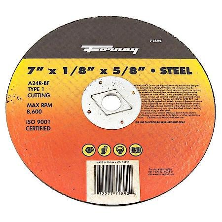 Cut-Off Wheel, Metal, Type 1, 7 Inch x 1/8 Inch x 5/8 Inch