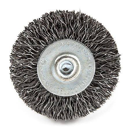 Wire Wheel Brush 1.5 In Coarse Crimp Wire .25 In Hex Shank