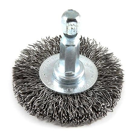 Wire Wheel Brush 1.5 In Coarse Crimp Wire .25 In Hex Shank