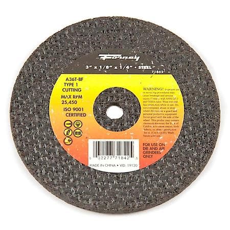 Cutting Wheel Steel 3 In X 1/8 In X 1/4 In Arbor Hole Type 1