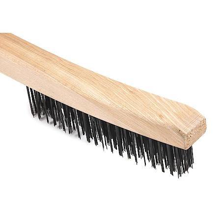 Scratch Brush Carbon Steel Bristle With Curved Wood Handle 13-3/4 In Length