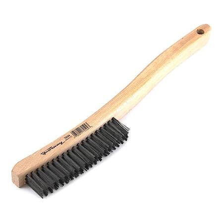 Scratch Brush Carbon Steel Bristle With Curved Wood Handle 13-3/4 In Length