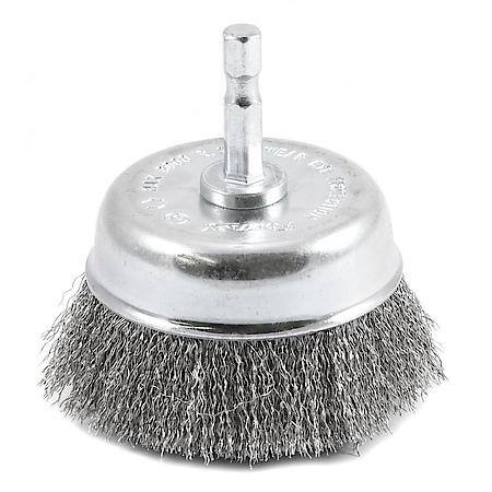 Wire Cup Brush 3 In Fine Crimp Wire 1/4 In Hex Shank