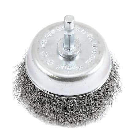 Wire Cup Brush 3 In Fine Crimp Wire 1/4 In Hex Shank