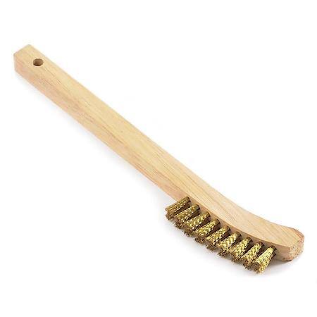 Scratch Brush Brass Bristle With Curved Wood Handle 8-3/4 In Length