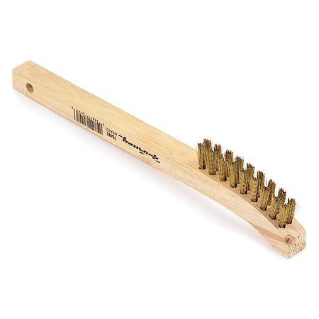 Scratch Brush Brass Bristle With Curved Wood Handle 8-3/4 In Length