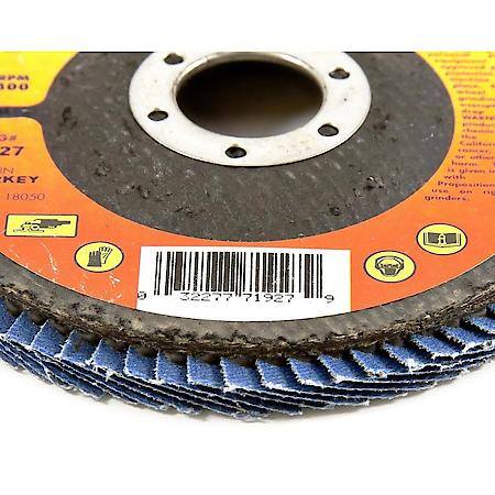 Flap Disc - Blue Zirconia - 60 Grit Type 27 - Depressed Center - 4-1/2in with 7/8in Arbor Mounting Hole - ZA59
