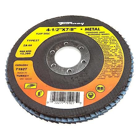 Flap Disc - Blue Zirconia - 60 Grit Type 27 - Depressed Center - 4-1/2in with 7/8in Arbor Mounting Hole - ZA59