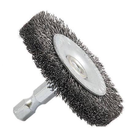 Wire Wheel Brush 2 In Fine Crimp Wire 1/4 Hex Shank