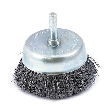 Wire Cup Brush Crimped Fine Wire 2-1/2 In Diameter 1/4 In Shank