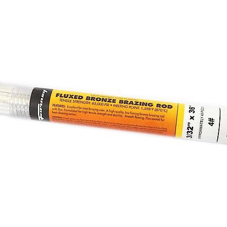 Brazing, Low Fuming Bronze With Flux, 3/32 In X 36 In, 4 Pound