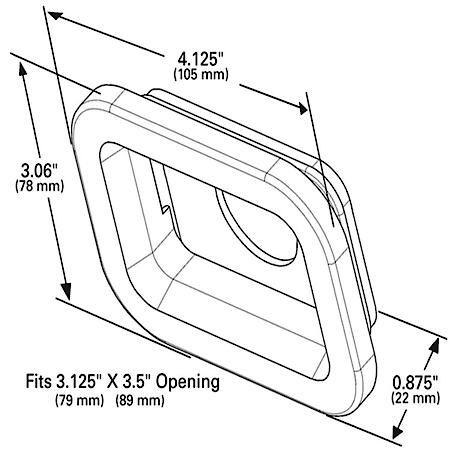 Grommet for Small Rectangular Light, PVC, White