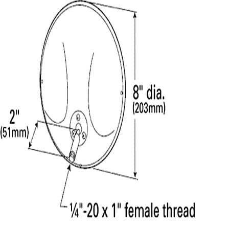 Round Convex Mirror with Offset Ball Stud - 8", Black