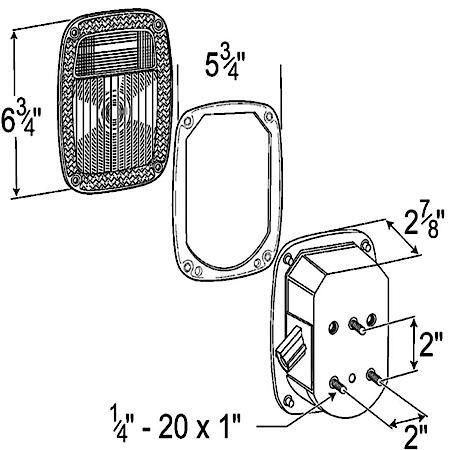 Ford Stop Tail Turn Box Light, LH with License Window