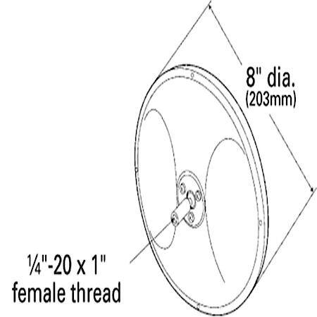 Round Convex Mirror with Center Mount Ball Stud - 8", Stainless Steel
