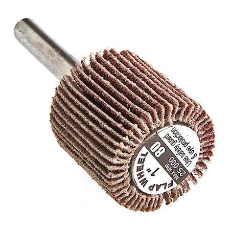 Flap Wheel, Shank Mounted, 1 In X 1 In, 80 Grit