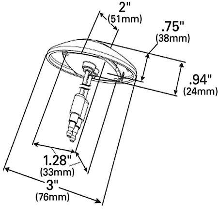 M3 Series LED Clearance Marker Light, .180 Molded Bullet with Bezel, Yellow