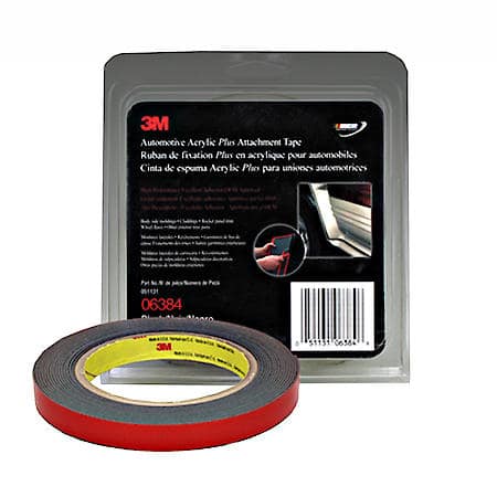 3M Automotive Acrylic Plus Attachment Tape 06384, Black, 1.12 mm, 1/2 inx5 yd