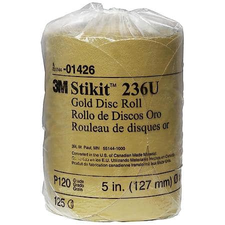 3M Stikit Gold Disc Roll, 01426, 5 in, P120A, 125 discs per roll (Sold by each)