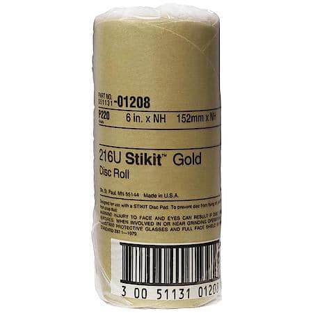 3M Stikit Gold Disc Roll, 01208, 6 in, P220A, 75 dscs pr rl 12 rls pr cs (Sold by each)