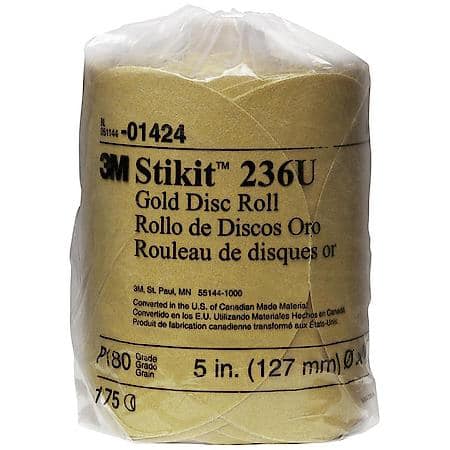 3M Stikit Gold Disc Roll, 01424, 5 in, P180A, 175 discs per roll (Sold by each)