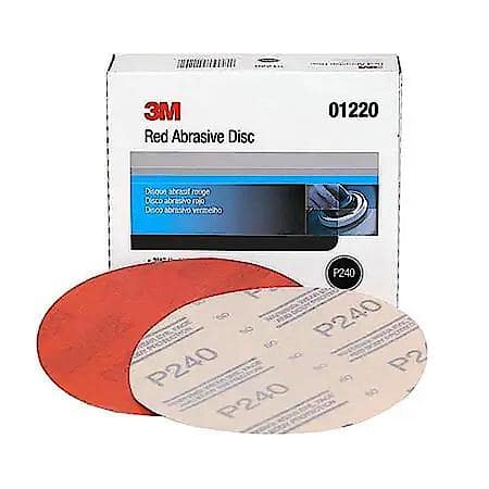 Red Abrasive Hookit Disc, 01220, 6 in, P240 (Sold by each)