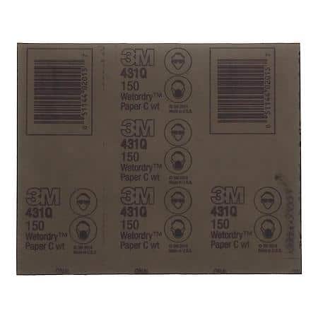 3M Wetordry Paper Sheet 431Q, 9 in x 11 in 150 C-weight, 50 per inner (Sold by each)