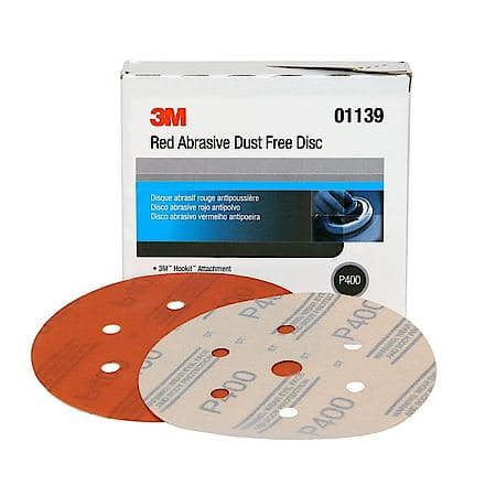 Red Abrasive Hookit Disc D/F, 01139, 6 In, P400 (Sold by each)