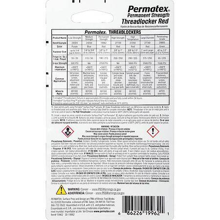 Red Threadlocker: Permanent, High Strength, 6 mL
