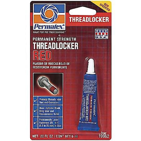 Red Threadlocker: Permanent, High Strength, 6 mL