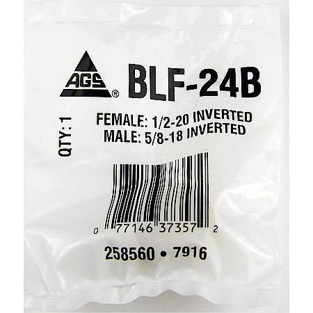 Brass Adapter, Female(1/2-20 Inverted), Male(5/8-18 Inverted), 1/Bag