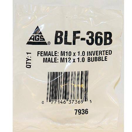 Brass Adapter, Female(M10X1.0 Inverted), Male(M12X1.0 Bubble), 1/Bag