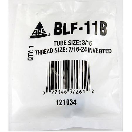Steel Tube Nut, 3/16 (7/16-24 Inverted), 1/Bag