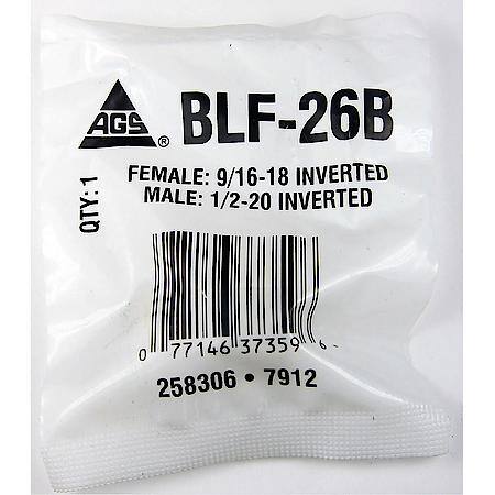 Brass Adapter, Female(9/16-18 Inverted), Male(1/2-20 Inverted), 1/Bag