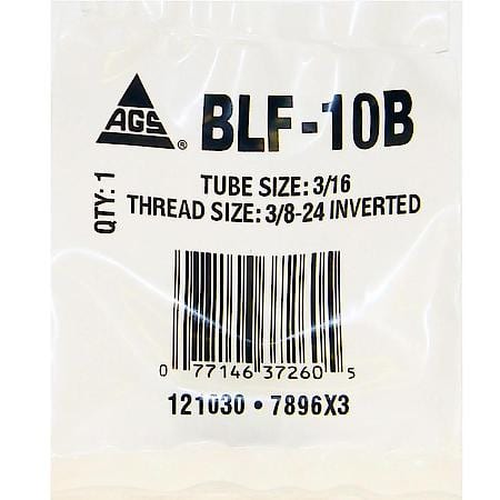 Steel Tube Nut, Long, 3/16 (3/8-24 Inverted), 1/Bag