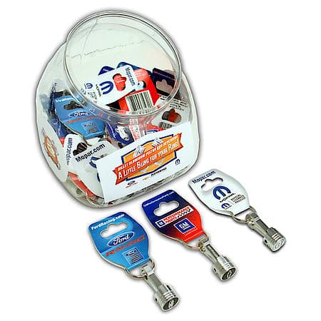 Keychain Merchandiser; Big 3 Brands; GM; Ford; Mopar; Fishbowl with 40 keychains