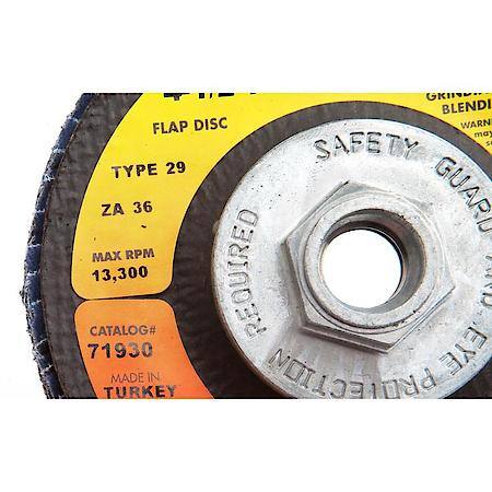 Flap Disc, Type 29 (Grinding And Finishing), 4-1/2 In X 5/8 In-11, Za36
