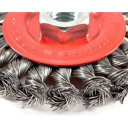Wire Wheel Knotted, 4 Inch x .020 Inch x 5/8 Inch-11 Arbor