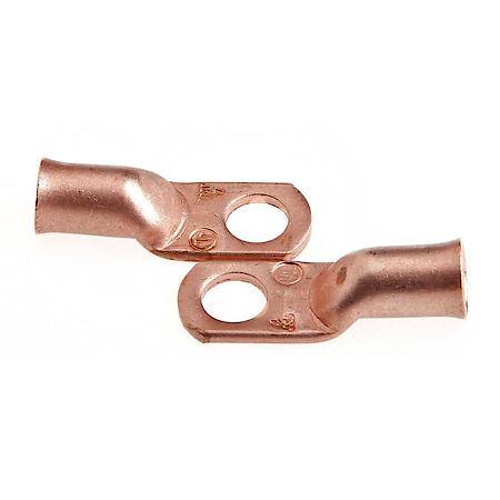 Premium Solid Copper Lug For Number 4 Cable, 5/16In Stud, 2 Pack