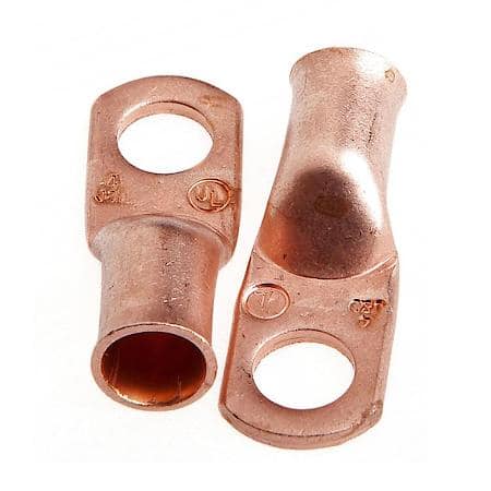 Premium Solid Copper Lug For Number 4 Cable, 5/16In Stud, 2 Pack