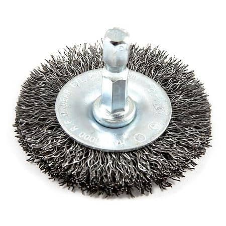 Crimped Wire Wheel, 2 Inch x .012 Inch x 1/4 Inch Hex Shank