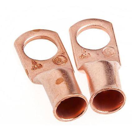Cable Lug - Premium all-copper design, for #4 cable w/ 3/8in stud size