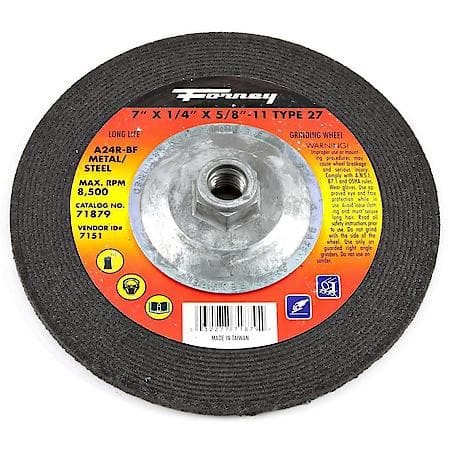 Grinding Wheel, Metal, Type 27, 7 Inch x 1/4 Inch x 5/8 Inch-10