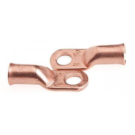 Premium Solid Copper Lug For Number 2 Cable, 5/16In Stud, 2 Pack