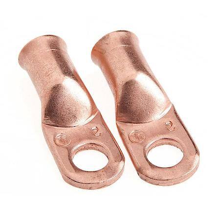 Premium Solid Copper Lug For Number 2 Cable, 5/16In Stud, 2 Pack
