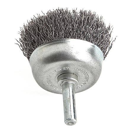Cup Brush Crimped, 1-1/2 Inch x .012 Inch x 1/4 Inch Shank