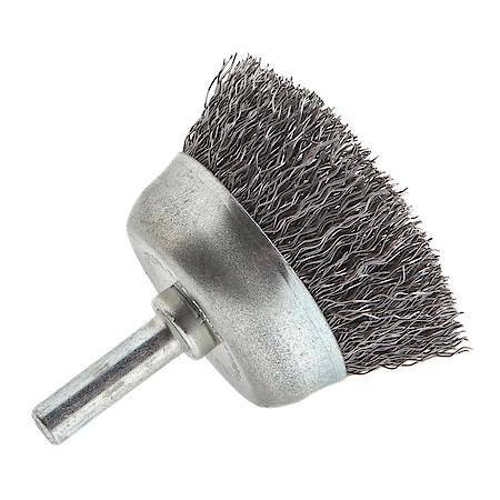 Cup Brush Crimped, 1-1/2 Inch x .012 Inch x 1/4 Inch Shank