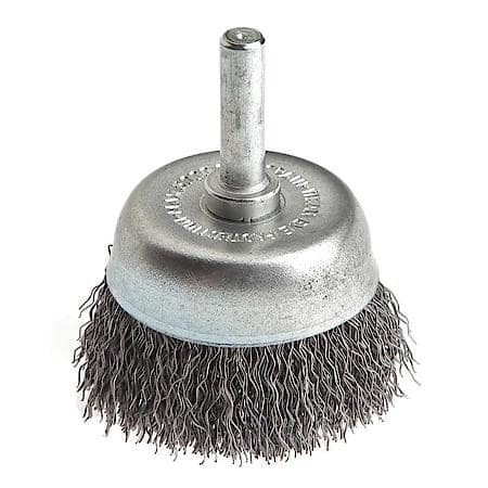 Cup Brush Crimped, 1-1/2 Inch x .012 Inch x 1/4 Inch Shank